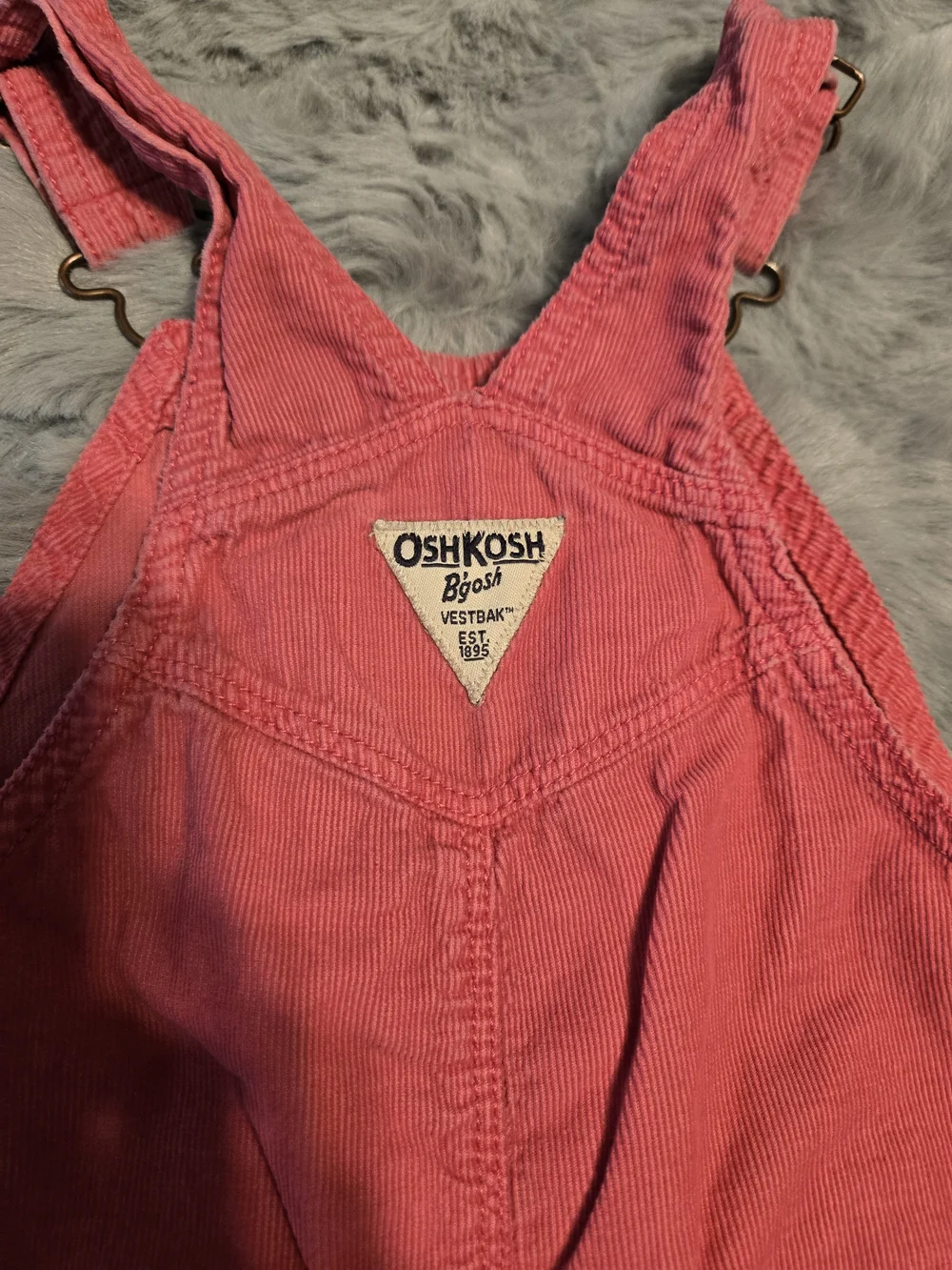 OshKosh B'gosh Pink Corduroy Floral Lined Overalls 18-24M